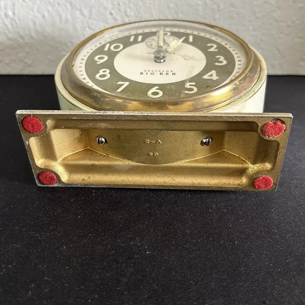 VINTAGE BRONZE WESCLOX BIG BEN ALARM CLOCK WIND